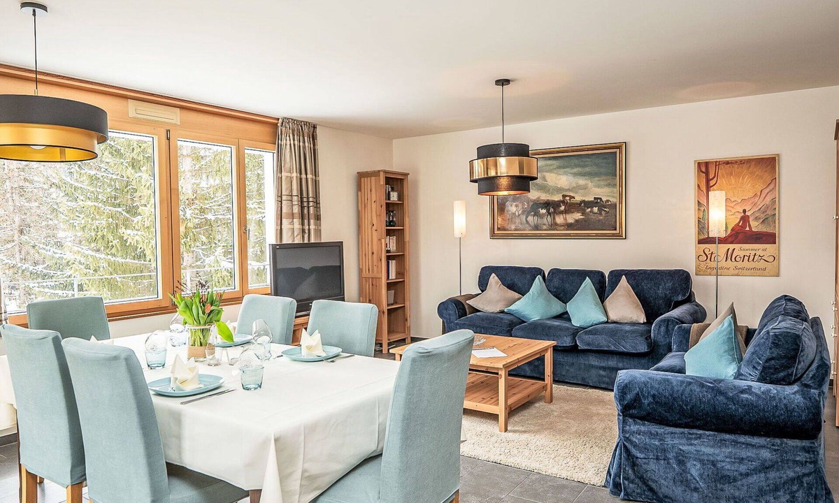 Celerina-Schlarigna Apartment | Beautiful apartment for 4 guests with WIFI, TV, balcony and pets allowed