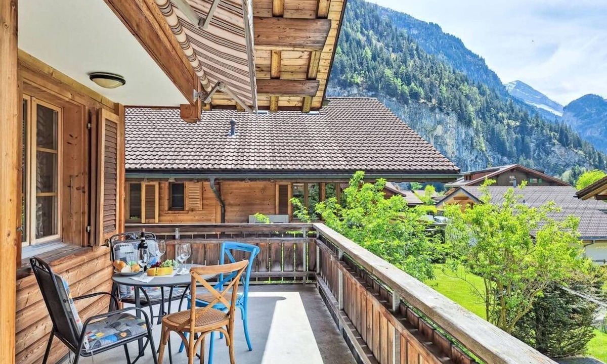 Kandersteg Apartment | Haus Europa: Sunny alpine home in Bernese Oberland, mountain views, hike trails.