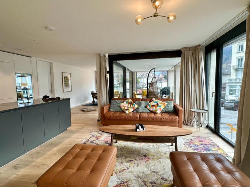 Central Interlaken Apartment | Modern Jungfrau View Apartment with Terrace and AC at Interlaken West Station