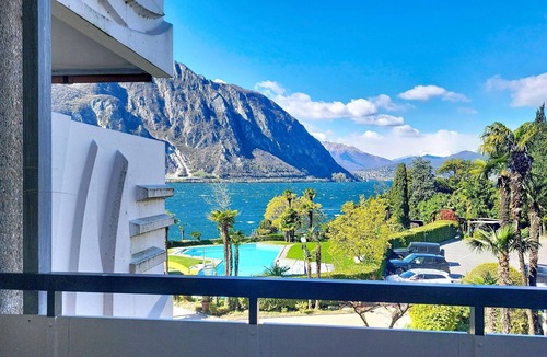 Bissone Apartment | Nice apartment for 4 people with pool, WIFI, A/C, TV, balcony and panoramic view