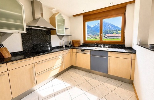 Meiringen Apartment | Waterfall 3BR Garden Apt AC near Interlaken