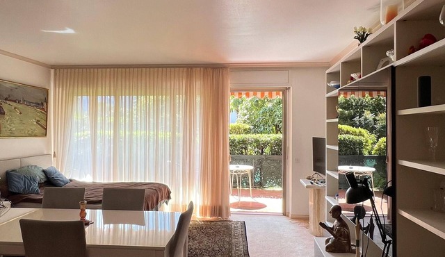 Top location in Brissago 2 room apartment with private beach access. Dogs allowed