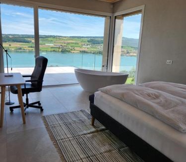 Beinwil am See House | Lakeview Guest Rooms with huge rooftop terrace